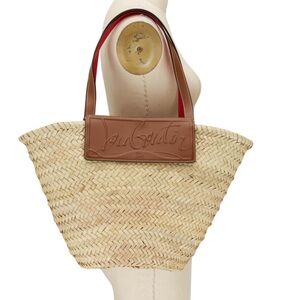 Christian Louboutin Loubishore leather and straw tote